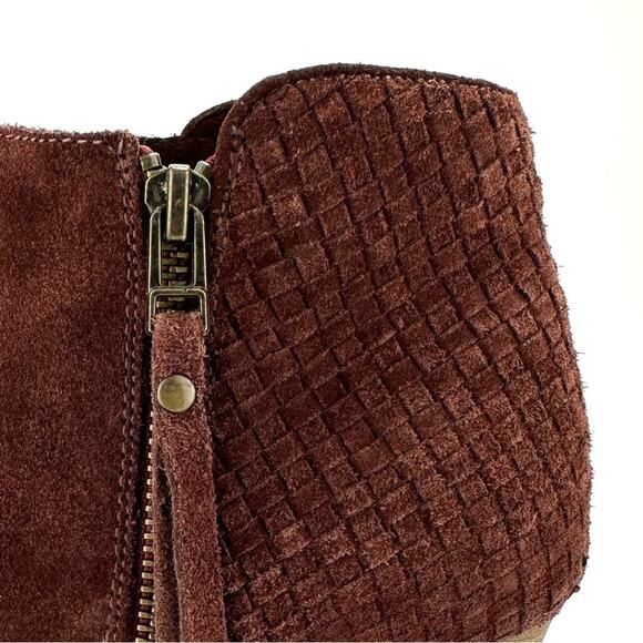 Sole Society Zada Women Red Wine Ankle Boot Size 8.5 Suede Cuban Heel Almond Toe - Picture 10 of 16